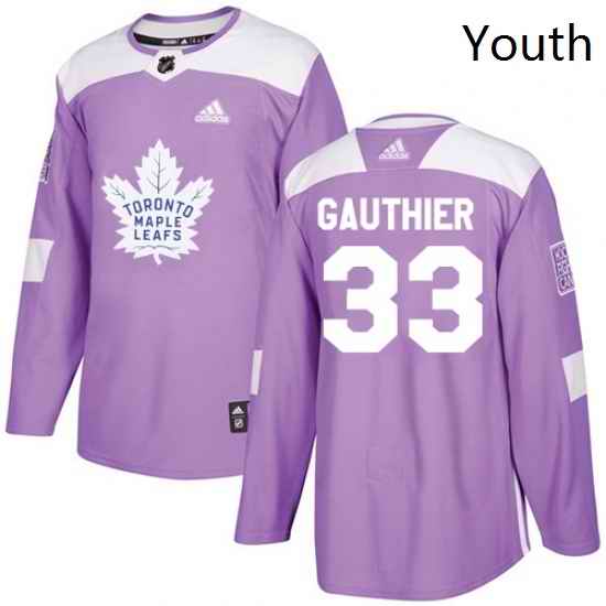 Youth Adidas Toronto Maple Leafs 33 Frederik Gauthier Authentic Purple Fights Cancer Practice NHL Jersey